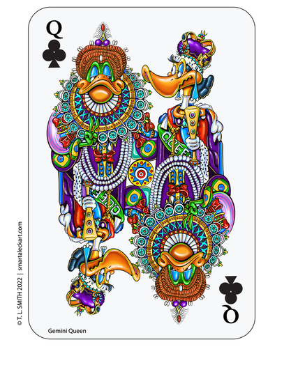 Cartoon playing card of Gemini Queen