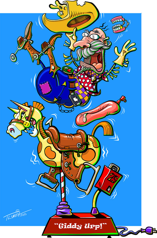 Cowboy, horse, cartoon, whoopie cushion, funny, t.l. smith, smartaleckart