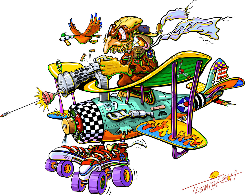 Air plane, aviation, bi-plane, cartoon, funny